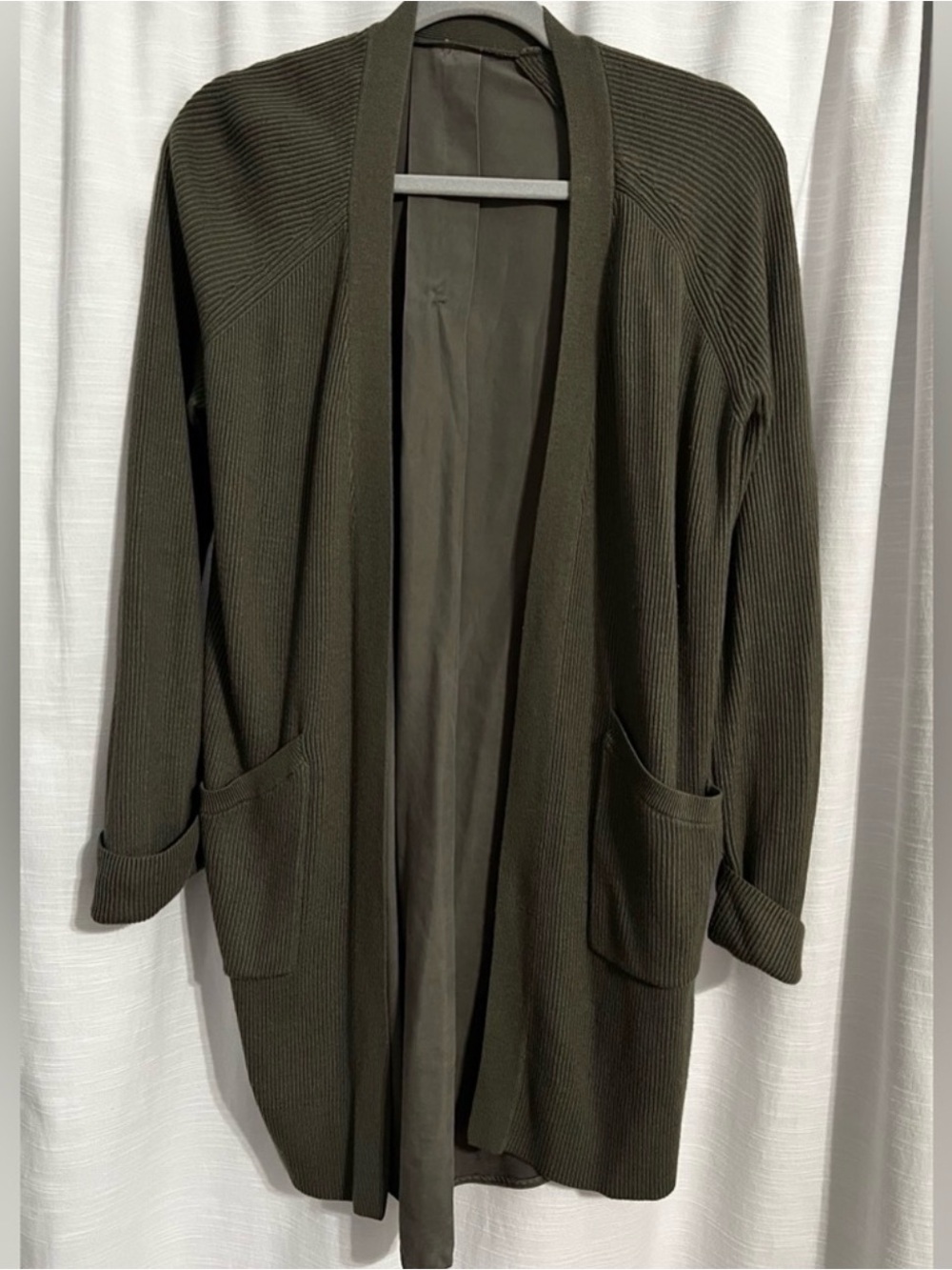 Lululemon Athletica Olive Green Open Front Cardigan Sweater